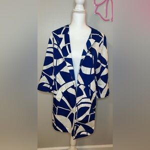 Chico's Blue and White Geometric Jacket, Women’s, Size 2